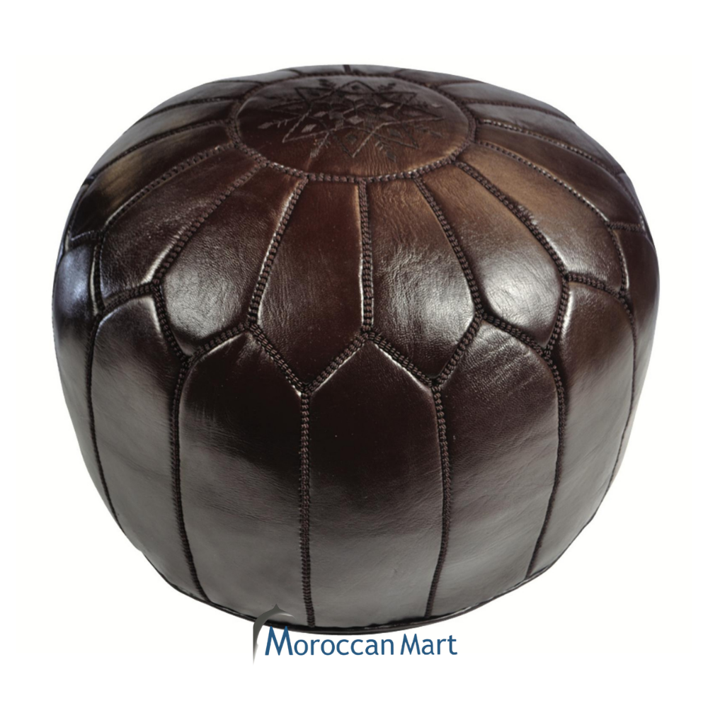 Chocolate Moroccan Leather Pouf