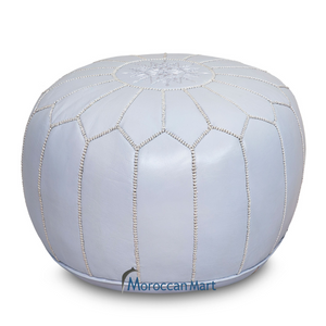 Grey Moroccan Leather Pouf